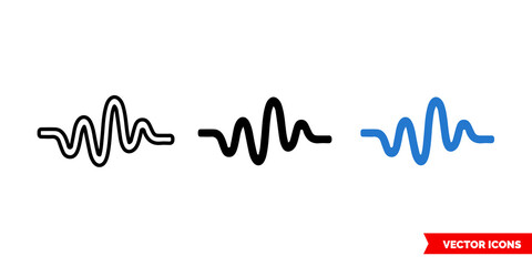Fototapeta premium Sound wave icon of 3 types color, black and white, outline. Isolated vector sign symbol.