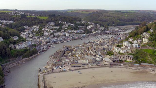 The Coastal Town of Looe in Cornwall UK Seen From The Air in the Summer