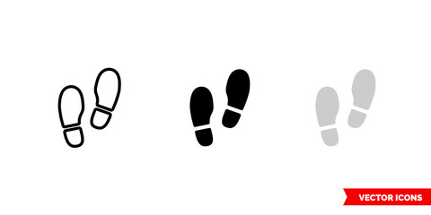Step footprint icon of 3 types color, black and white, outline. Isolated vector sign symbol.