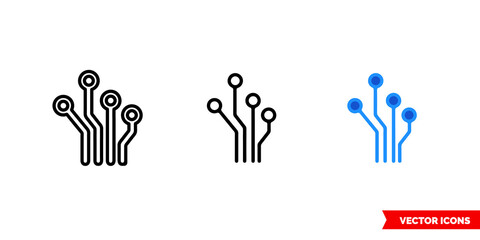 Technology icon of 3 types color, black and white, outline. Isolated vector sign symbol.