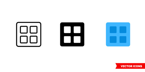 Thumbnail icon of 3 types color, black and white, outline. Isolated vector sign symbol.