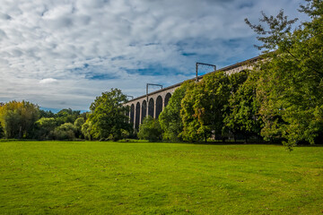 A view along the Digswell Viaduct near Welwyn Garden City, UK in the summertime