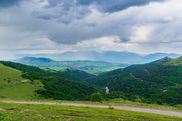 Rural landscape with village, Armenia