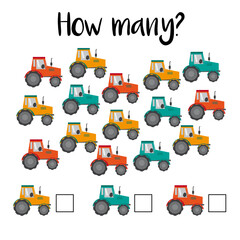 How many objects.Preschool Counting Activities. Printable worksheet. Educational game for children, toddlers and kids pre school age. Mathematics task. Learning mathematics, numbers.Tasks for addition