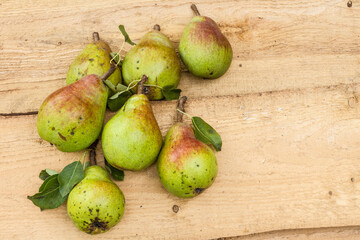 Group of pears on boards