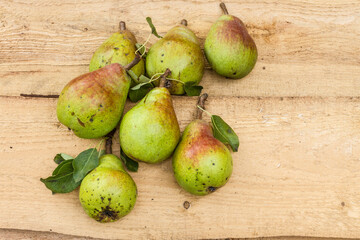 Group of pears on boards