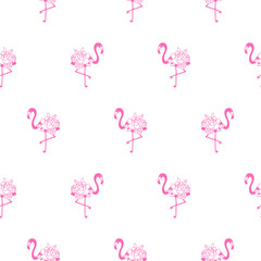 Flamingo pink on white elegant wedding seamless floral floral pattern