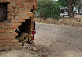 Poor life street scenery from the countryside streets in Zimbabwe. Poverty, Poorness and squalor...