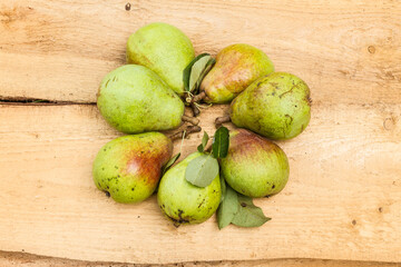 Group of pears on boards