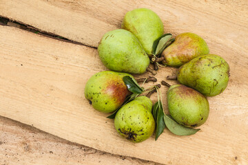 Group of pears on boards