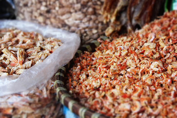 Pile of shrimps on vietnamese market