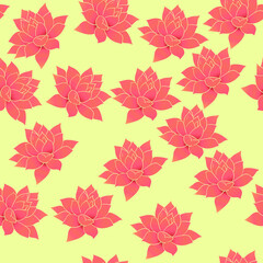 Seamless pattern with colored handdrawn succulents on white background. Suitable for packaging, wrappers, surface and fabric design