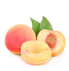 Peaches isolated on a white background