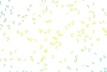 Light Green, Yellow vector pattern with music elements.