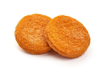 Fishcake burger cutlets, isolated on white background