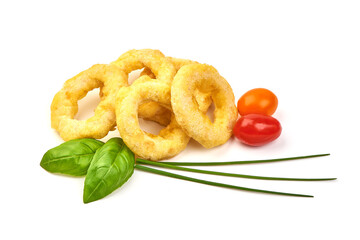 Deep Fried Calamari Rings, isolated on white background