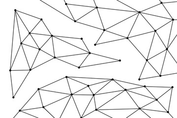 Straight black lines and nodes on white background, vector illustration