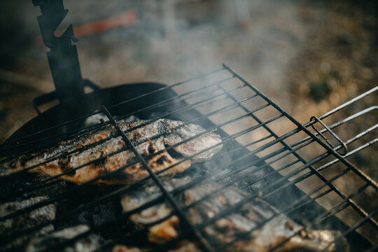 Close-up Of Fish On The Grill