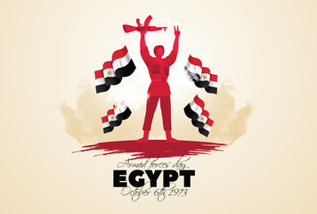 vector illustration. Egypt holiday. Memorial Day Egypt. 6 October 1973 Armed forces day. translation from arabic: Armed forces day EgyptDay 