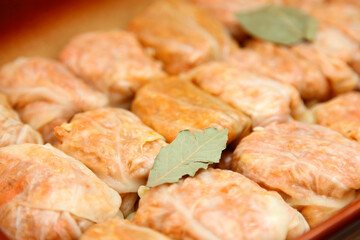 Vegetarian soy food wrapped in cabbage