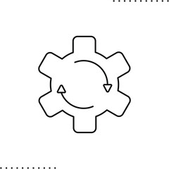 Gear with refresh arrows vector icon in outlines