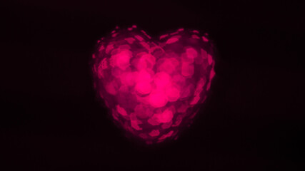 Pink heart on black background. Love in the Air.