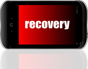 Information concept. text recovery . Detailed modern smartphone