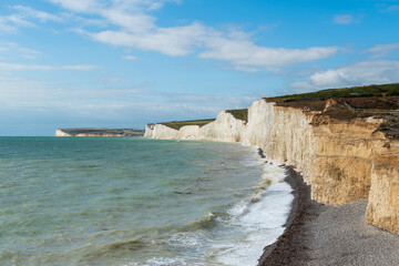 White chalk cliffs from Birling Gap East Sussex England