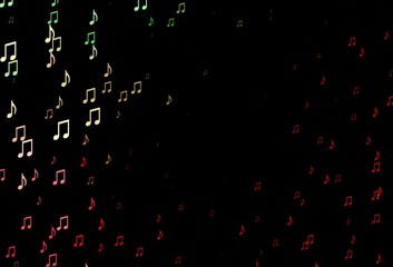 Dark Green, Red vector texture with musical notes.