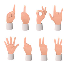 Set of hand gesture cartoon. Various gestures