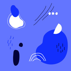 Stoffe zum Nähen Abstract background.Hand drawn various shapes and doodle objects.Simple modern trendy vector illustrations. Bright blu colors. Contemporary pattern for print. Wallpaper design.