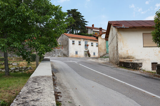 Countryside road in Croatia, mountain rangesin Istria
