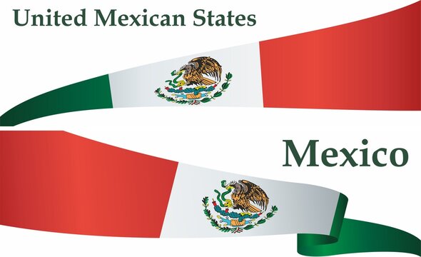 Flag of Mexico, United Mexican States. Bright, colorful vector illustration.