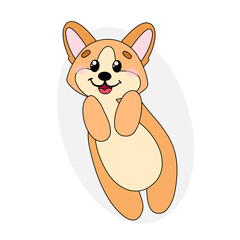 Welsh Corgi dog in cartoon and hand drawn style. Stylized character pet flat illustration for design, decor, print, stickers, posters. Vector illustration isolated on a white background.
