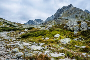 Footpath in Mengusovska valley, High Tatras mountains, Slovakia
