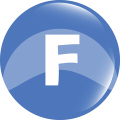letter F in the web button. F icon sign symbol design