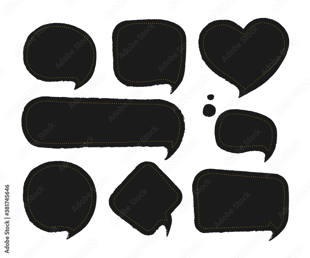 Aufkleber set of dialog boxes in different variants in grunge style. vector flat illustrations.