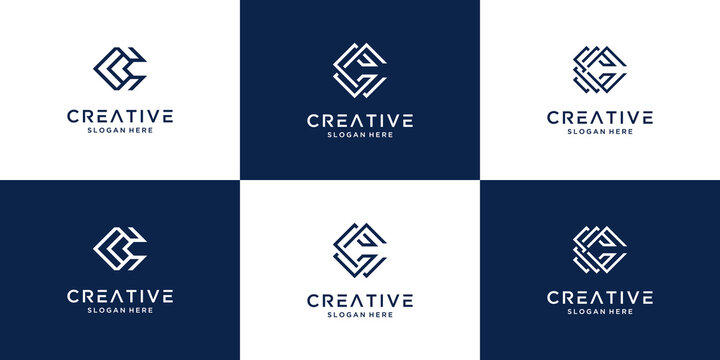 Set of creative initial letter c logo design