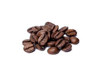 Roasted coffee beans isolated on white background
