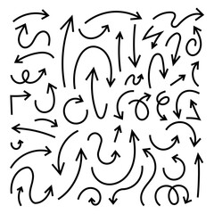 Hand drawn Set of Arrow Elements in Doodle Style