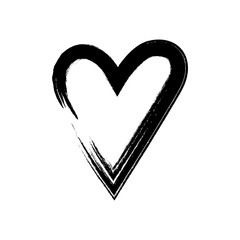 Heart grunge hand drawing graphic black ink brush shape.