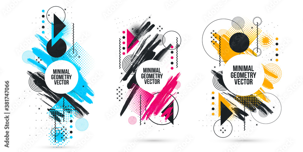 Poster vector frame for text modern art graphics for hipsters . dynamic frame stylish geometric black backg