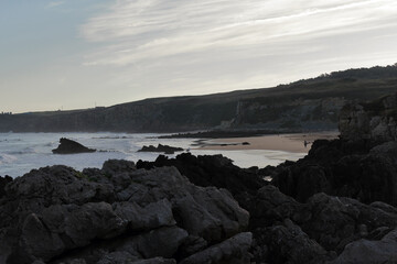 View of Canallave beach, in Natural Park of Dunas de las Liencres, Cantabria, Spain
