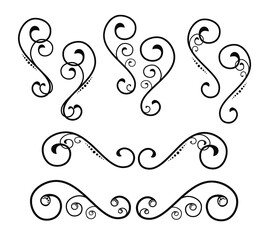illustration of decorative flourishes with dots and swirls
