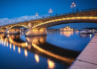 Margaret Bridge in Budapest at night