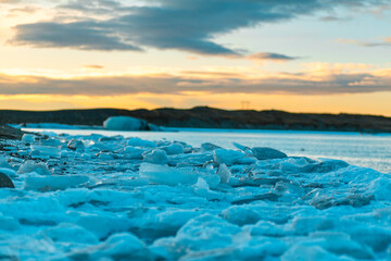 Incredible natural landscape largest glacier on the island in Iceland in winter