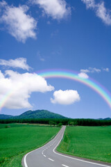 虹と1本道
