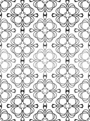 Fototapeta na wymiar Decorative floral monohrome seamless pattern in ornamental damask modern style. Vector elegant tile surface design. Black ornate on white background