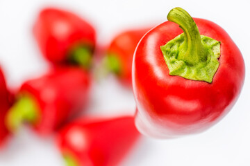Close-up of red bell peppers. Fresh red sweet pepper