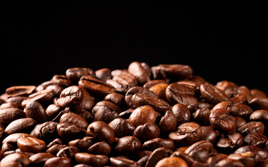 Close-up view of freshly roasted coffee beans.
